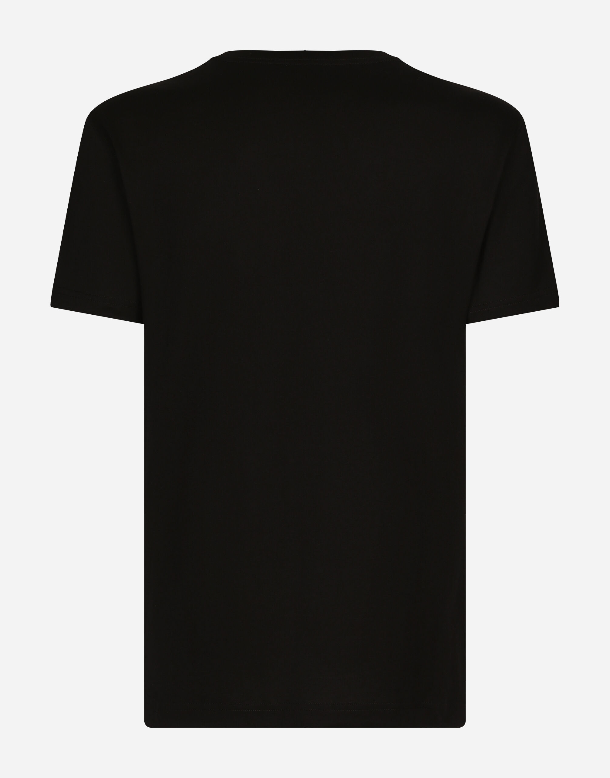 Black Cotton T-shirt with Logo Print