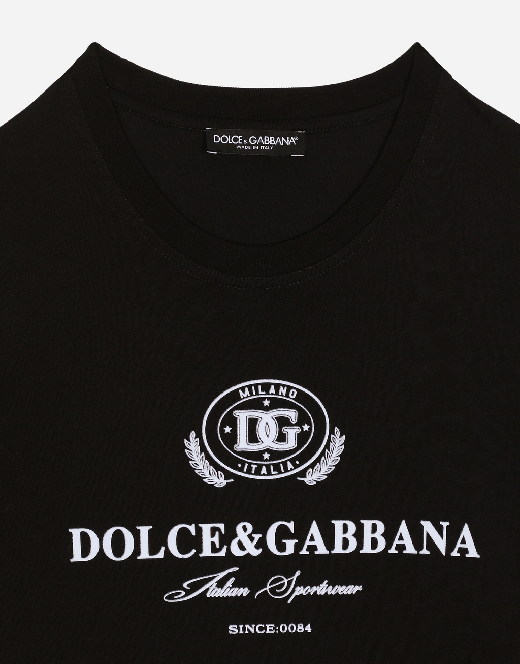 Black Cotton T-shirt with Logo Print
