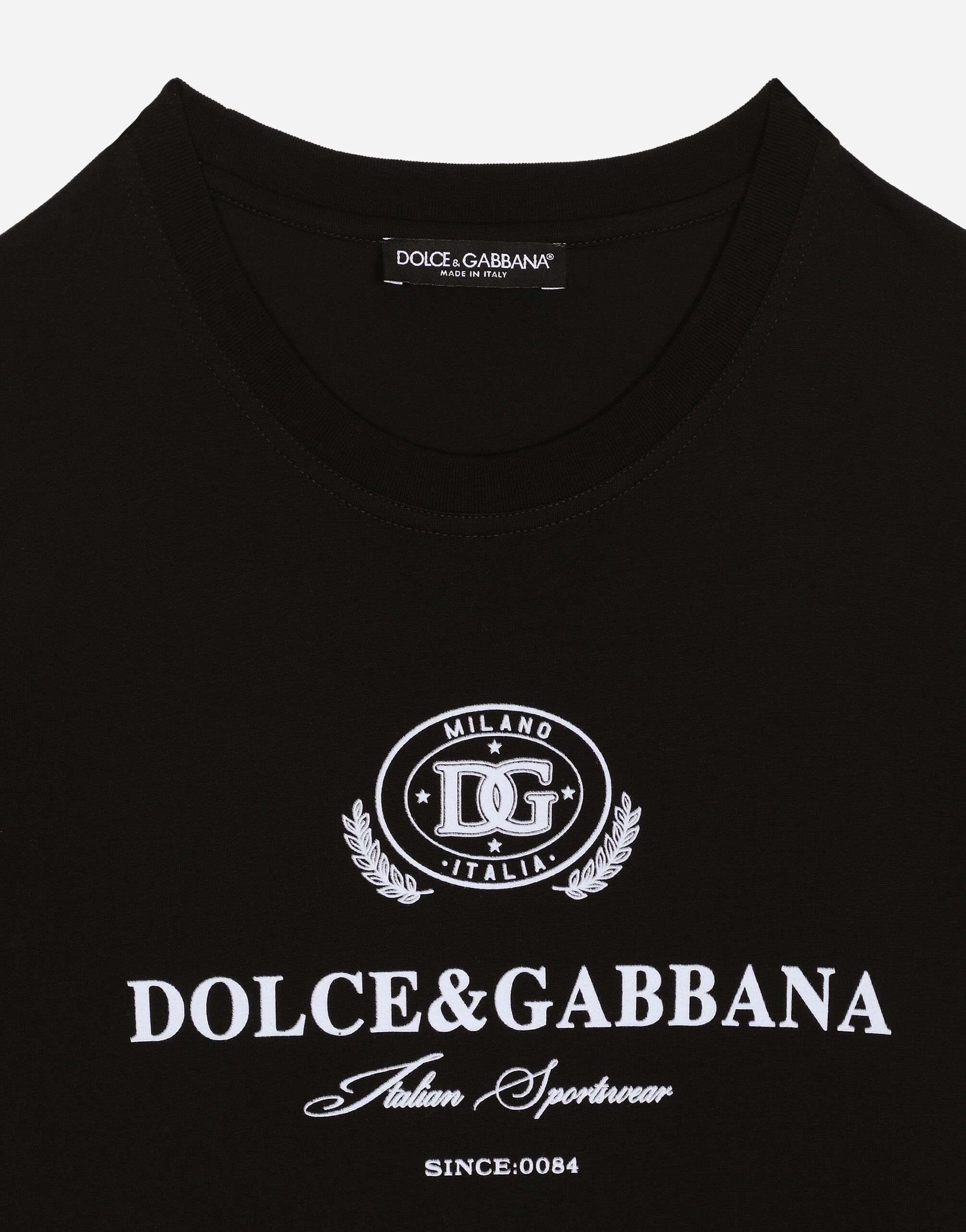 Black Cotton T-shirt with Logo Print