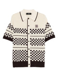 Cream Wool Blend Mesh Check Shirt