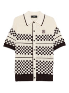 Cream Wool Blend Mesh Check Shirt