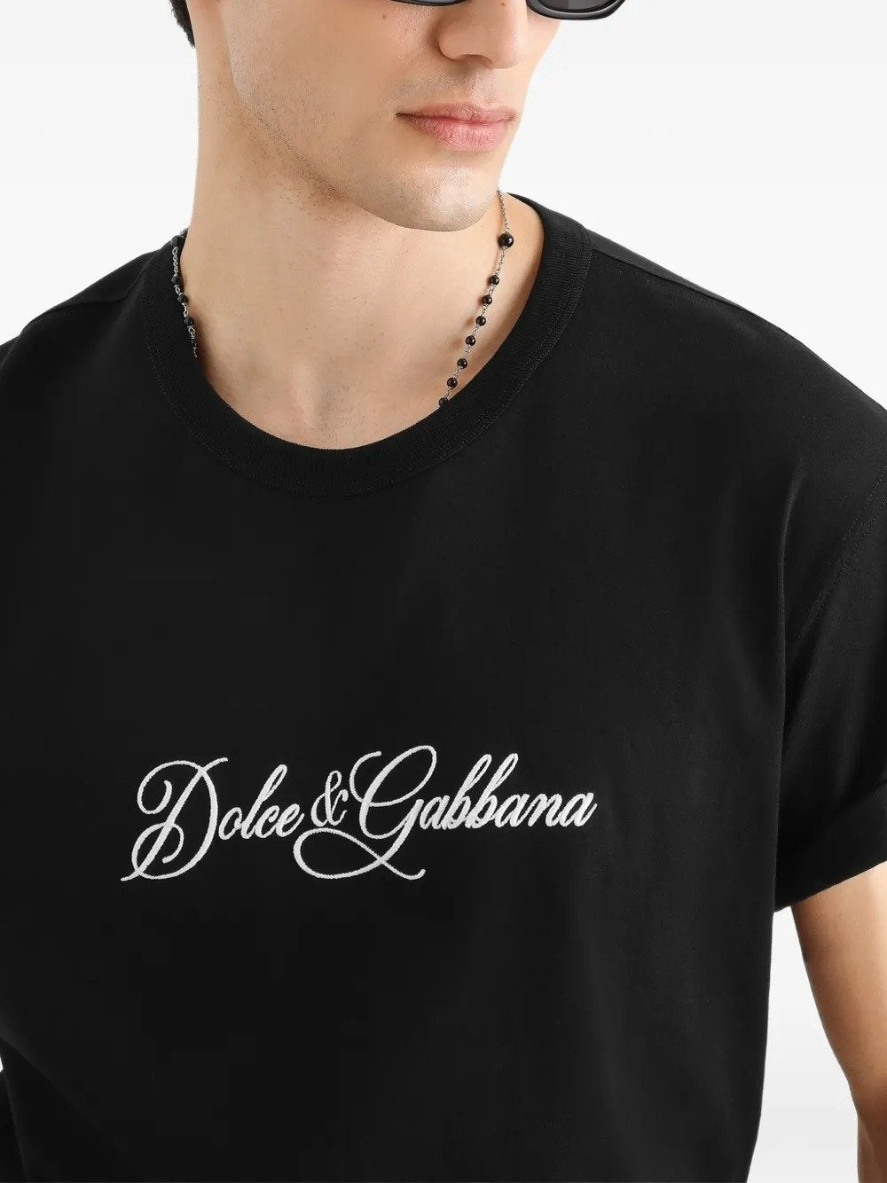 Black Logo Embroidered T-shirt