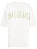 Tape Type Oversized White T-shirt