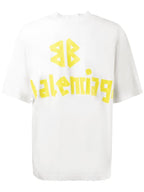 Tape Type Oversized White T-shirt