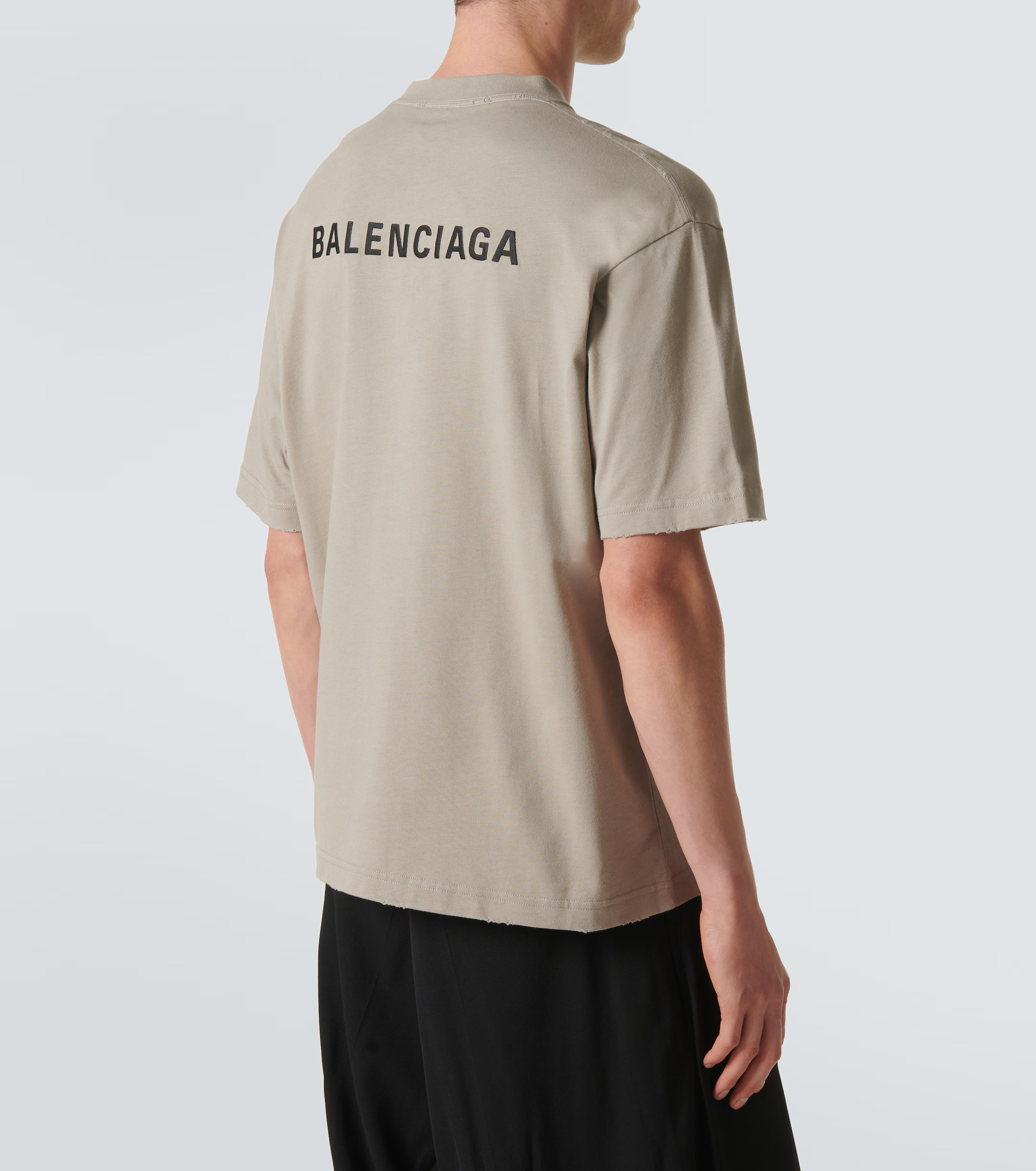 Distressed Effect Beige Oversize T-shirt