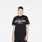 Black Cotton Jersey T-shirt with Print