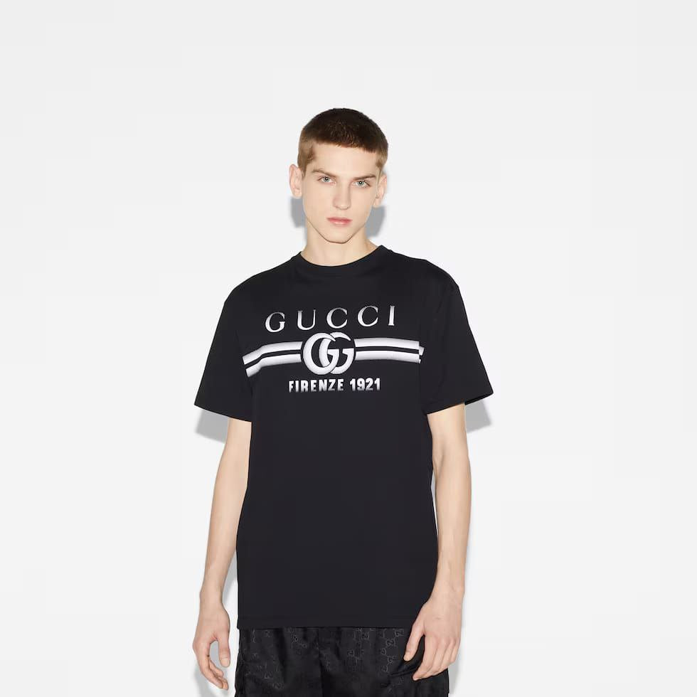 Black Cotton Jersey T-shirt with Print