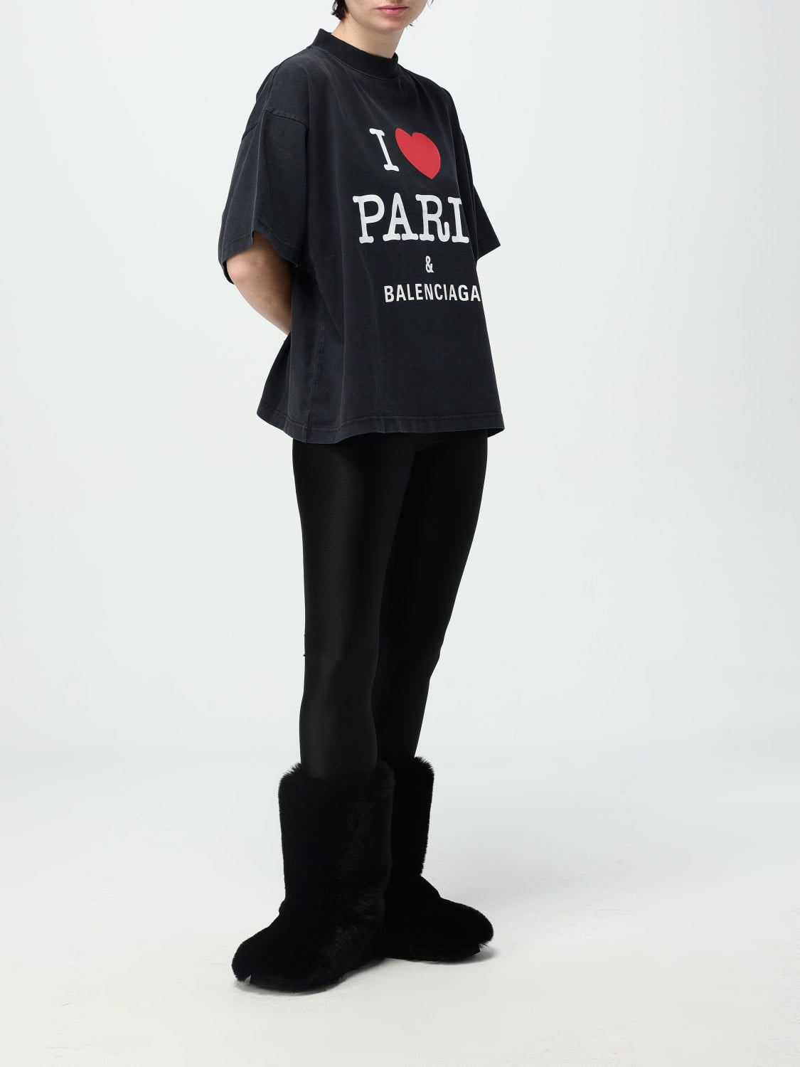 I LOVE PARIS BLACK CROP TOP T-SHIRT