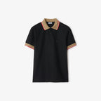 Cotton Piqué Black Polo shirt with Embroidery