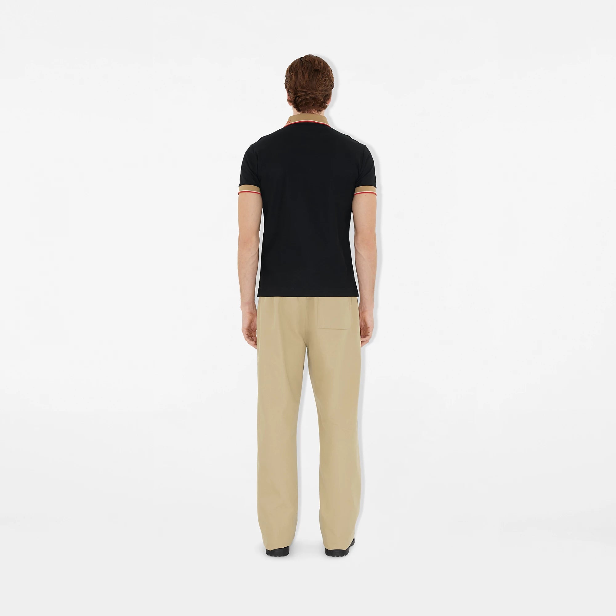 Cotton Piqué Black Polo shirt with Embroidery