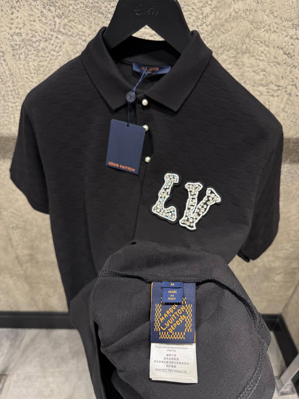 LV Monogram Black Poloshirt