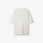 Rose Logo Embroidery White Cotton T-shirt