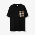 Oversize Check Pocket Cotton Black T-shirt