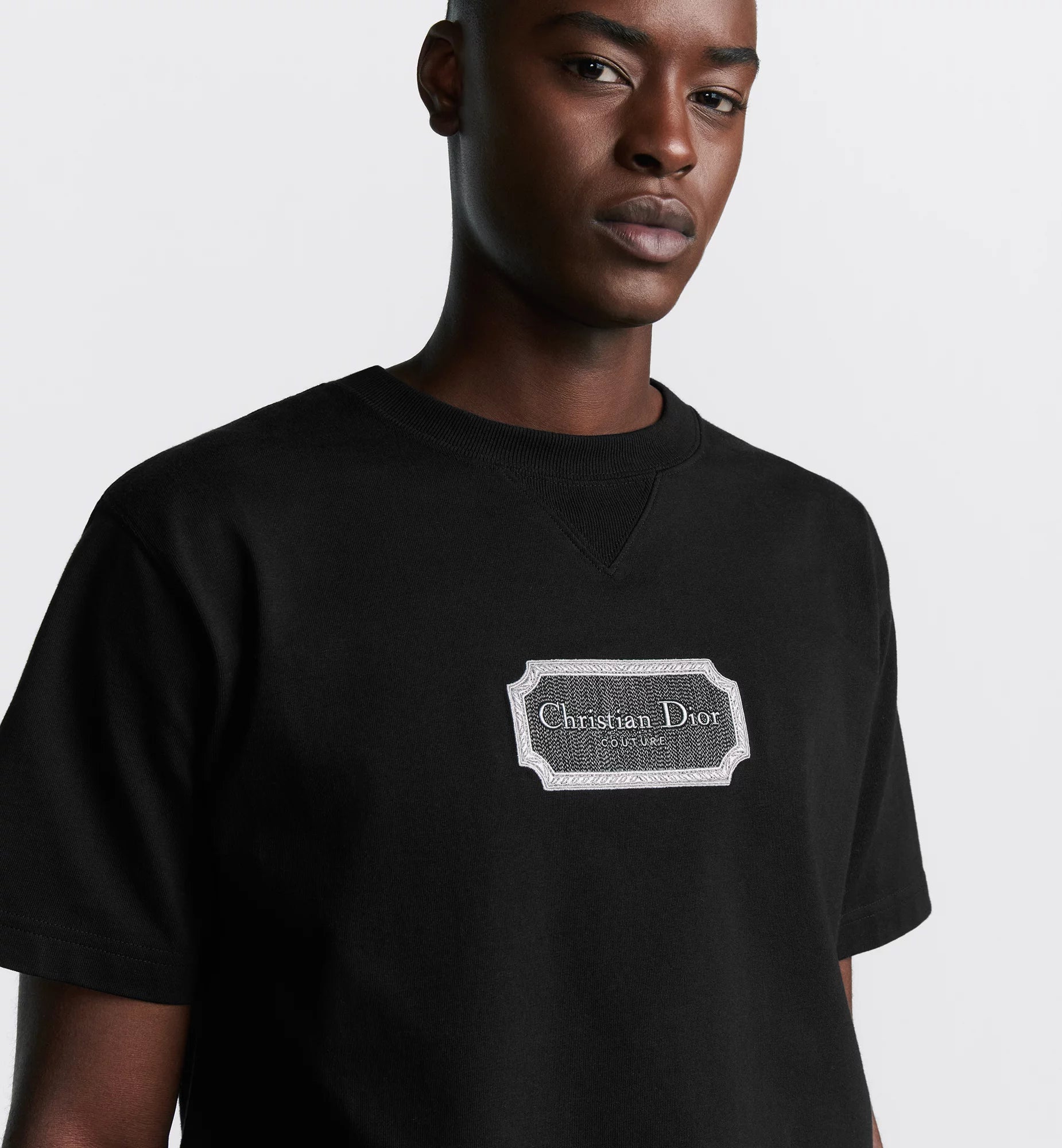 Couture Relaxed Fit Black T-shirt with Embroidery