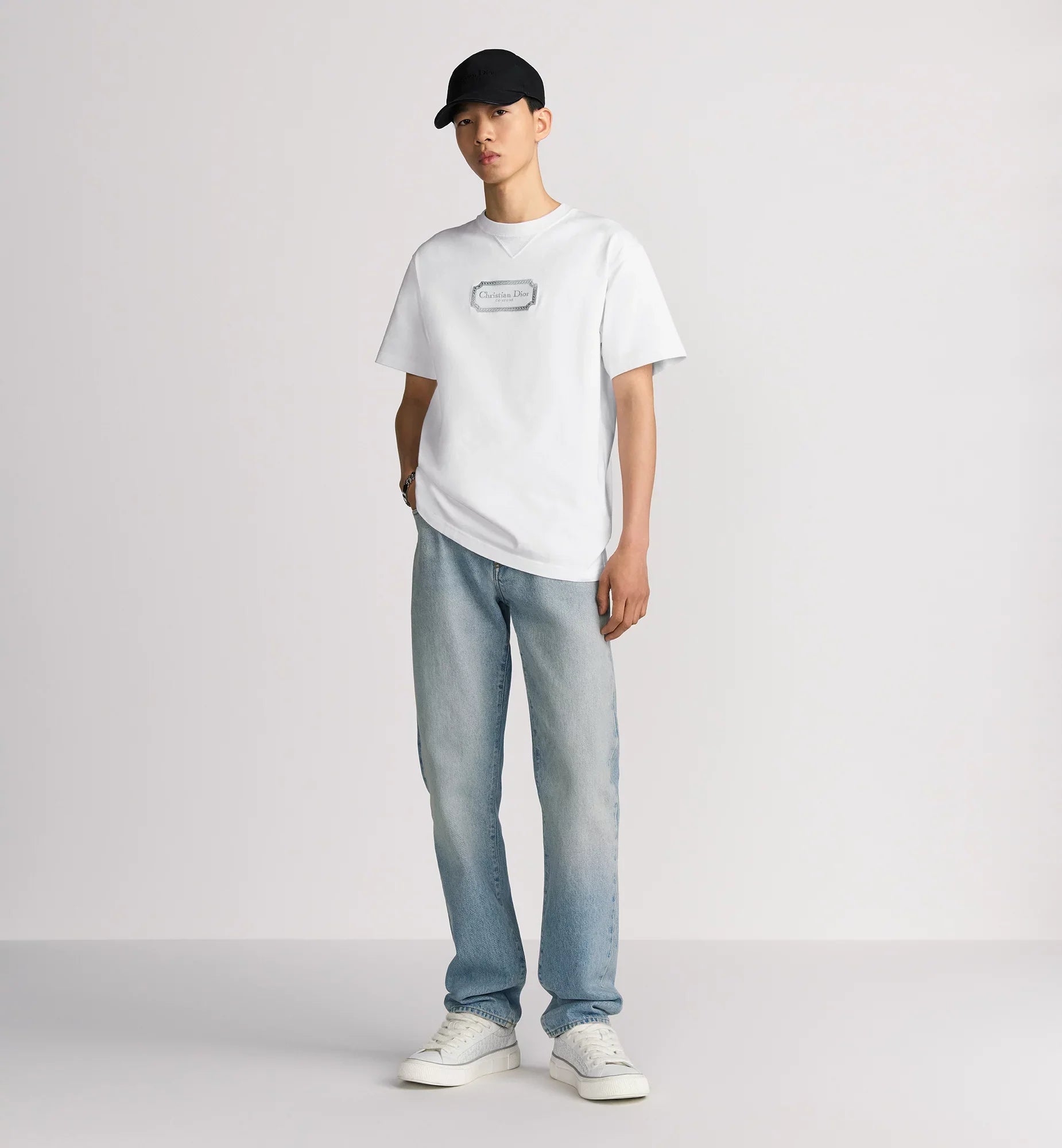 Couture Relaxed Fit White T-shirt with Embroidery