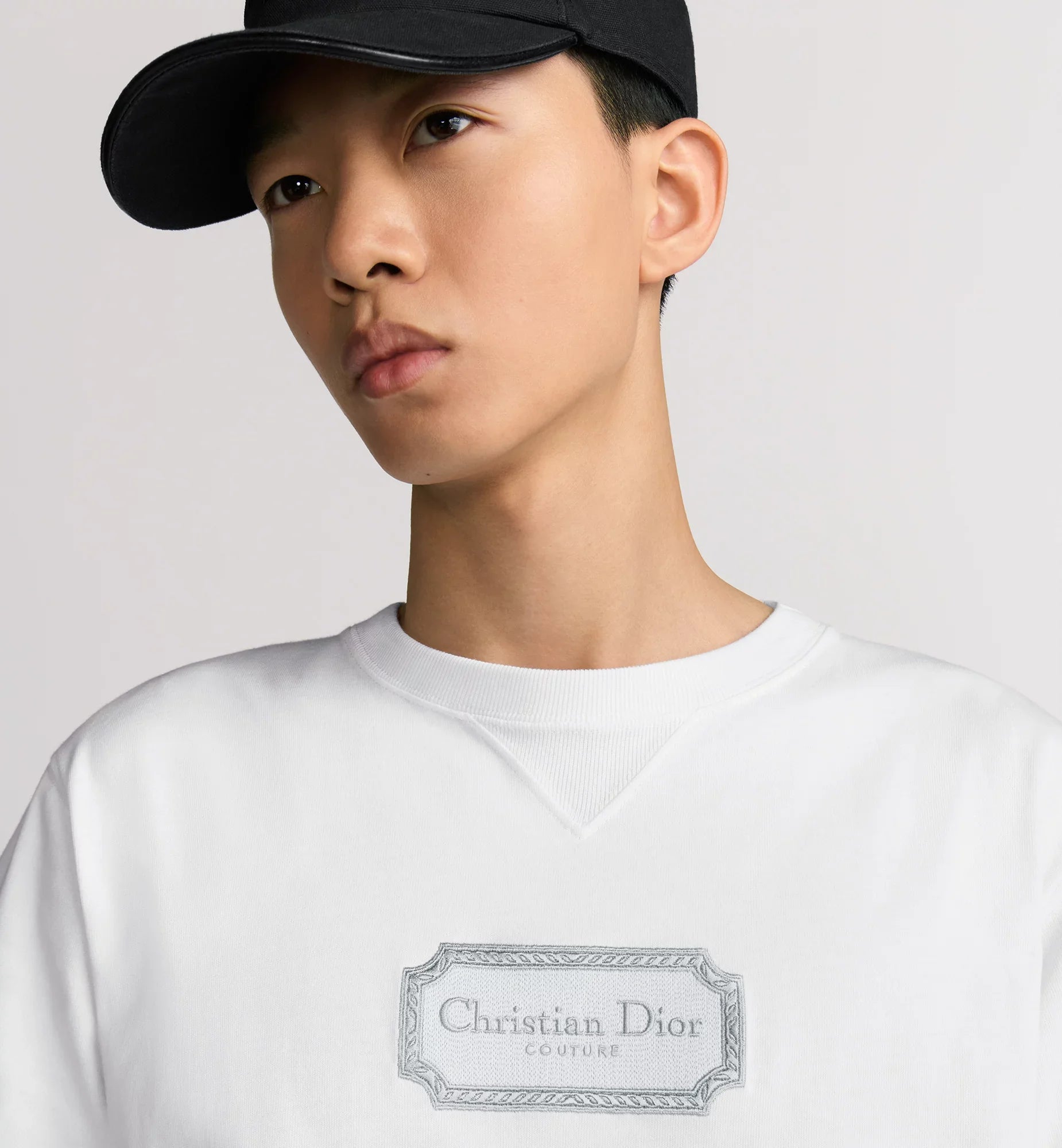 Couture Relaxed Fit White T-shirt with Embroidery