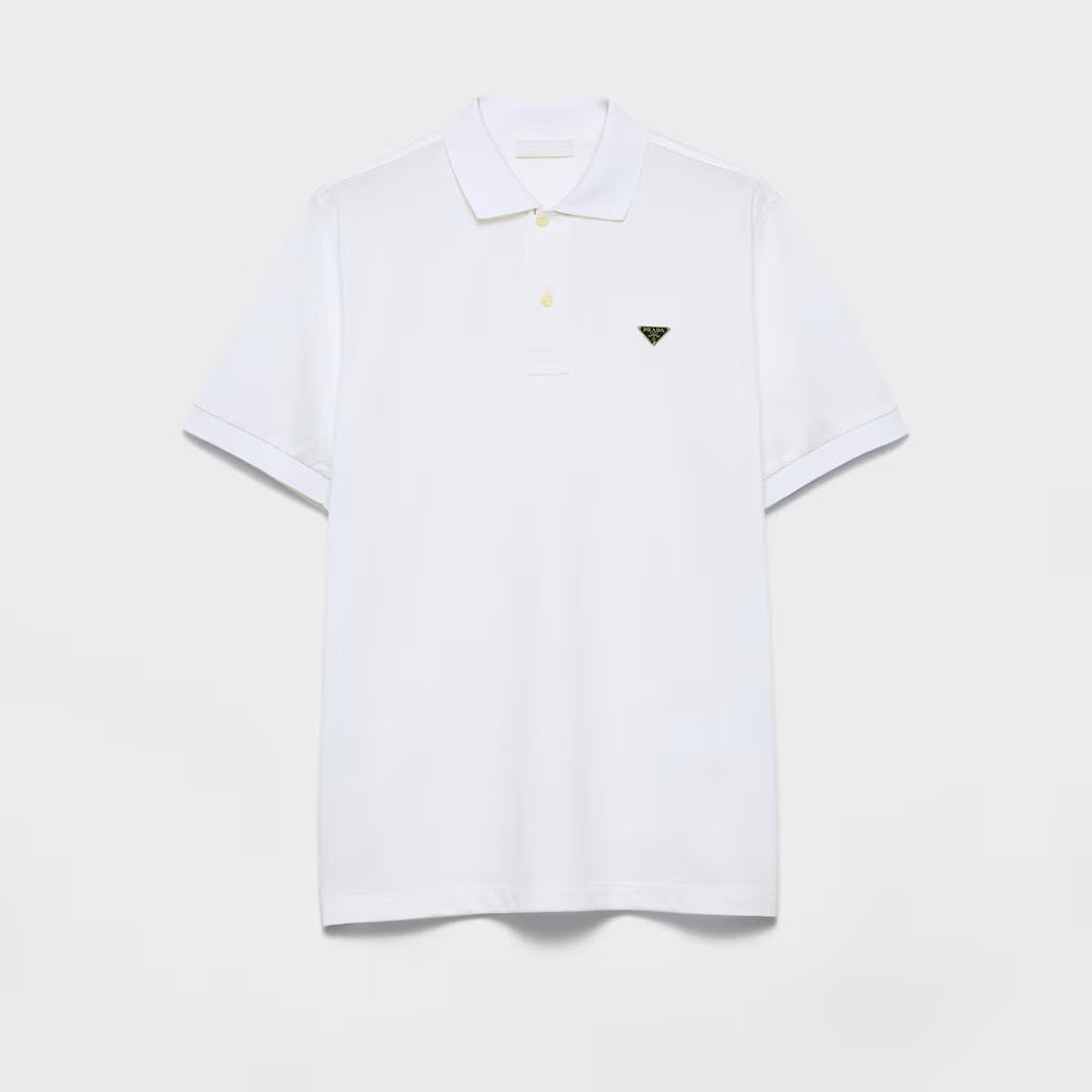 White Cotton Pique Poloshirt