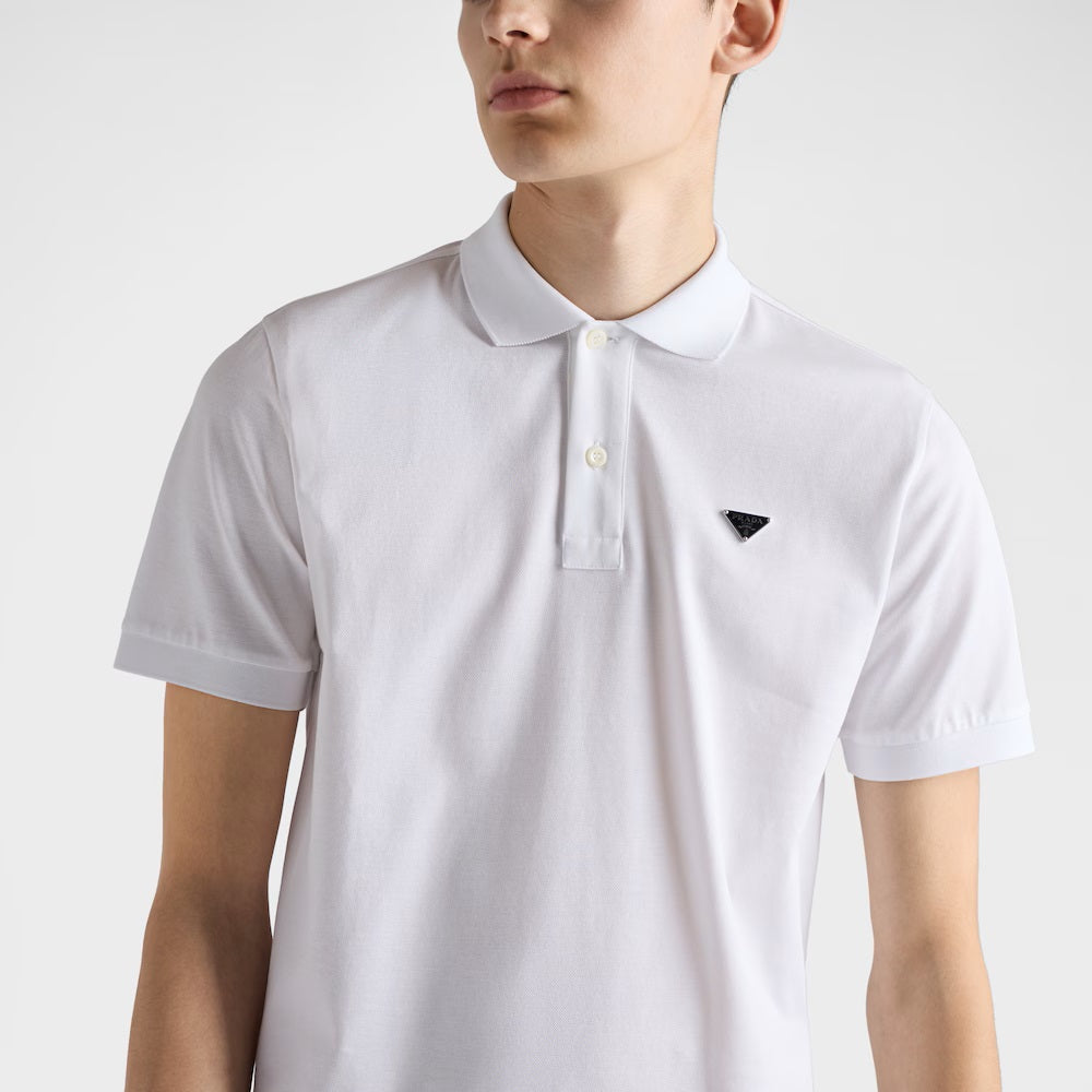 White Cotton Pique Poloshirt