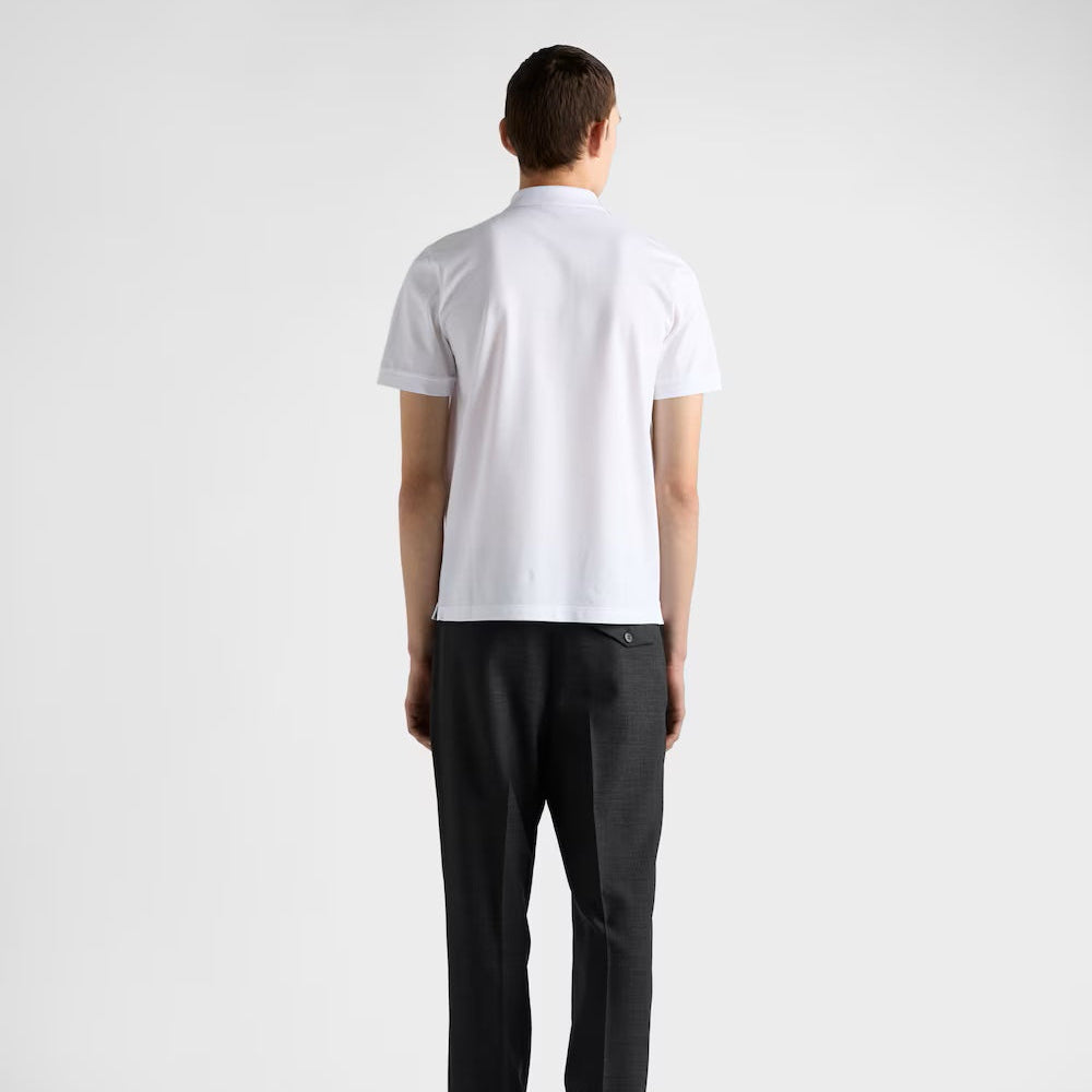 White Cotton Pique Poloshirt