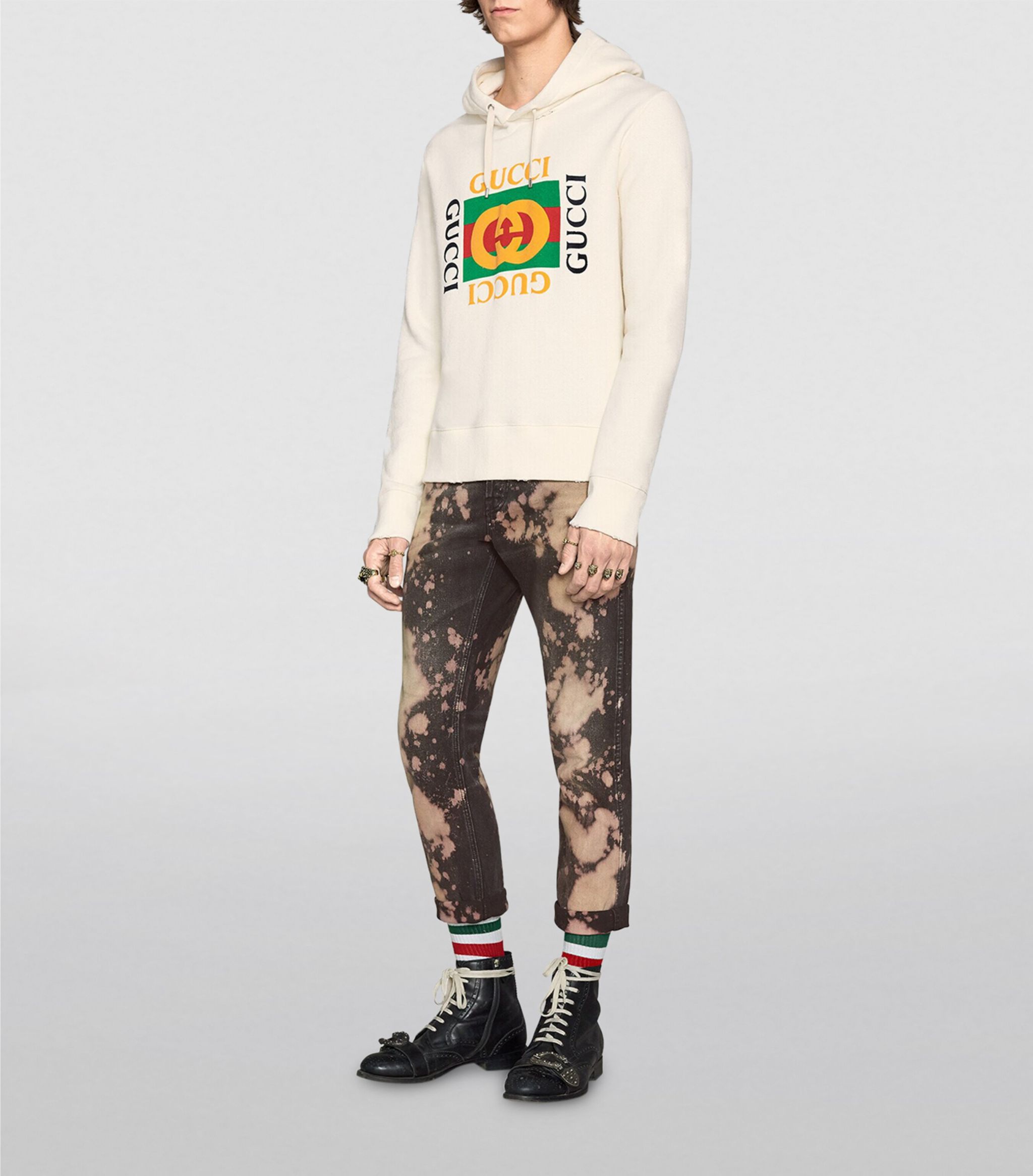 Vintage Logo White Hoodie