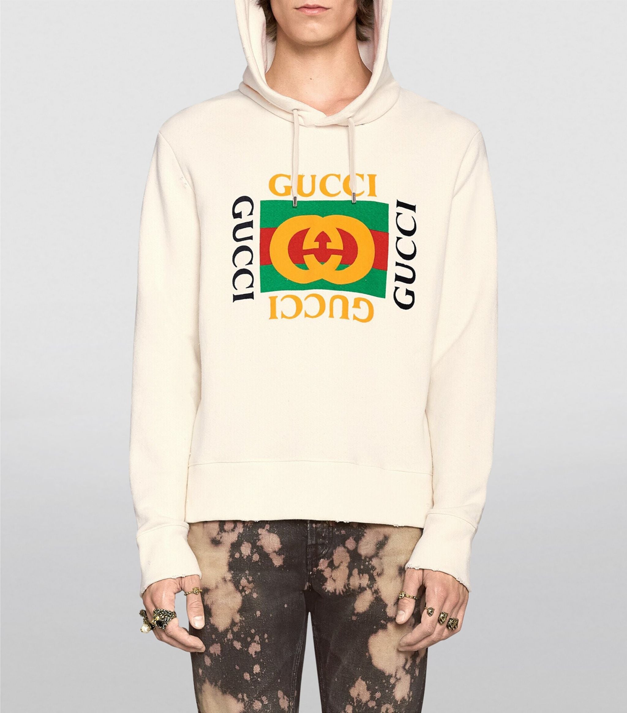 Vintage Logo White Hoodie