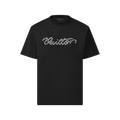 Beaded Signature Embroidery Black Cotton T-shirt