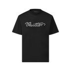 Beaded Signature Embroidery Black Cotton T-shirt