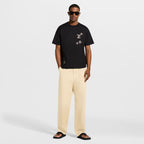 Monogram Sashiko Embroidery Black T-shirt
