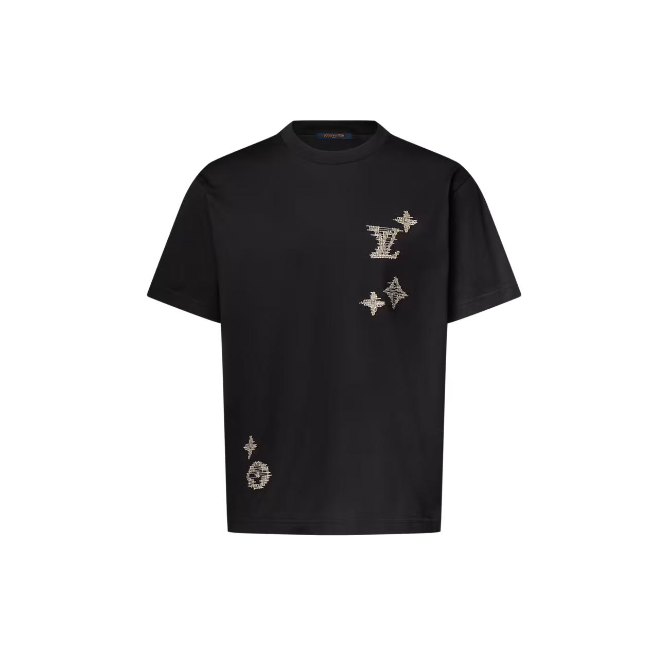 Monogram Sashiko Embroidery Black T-shirt