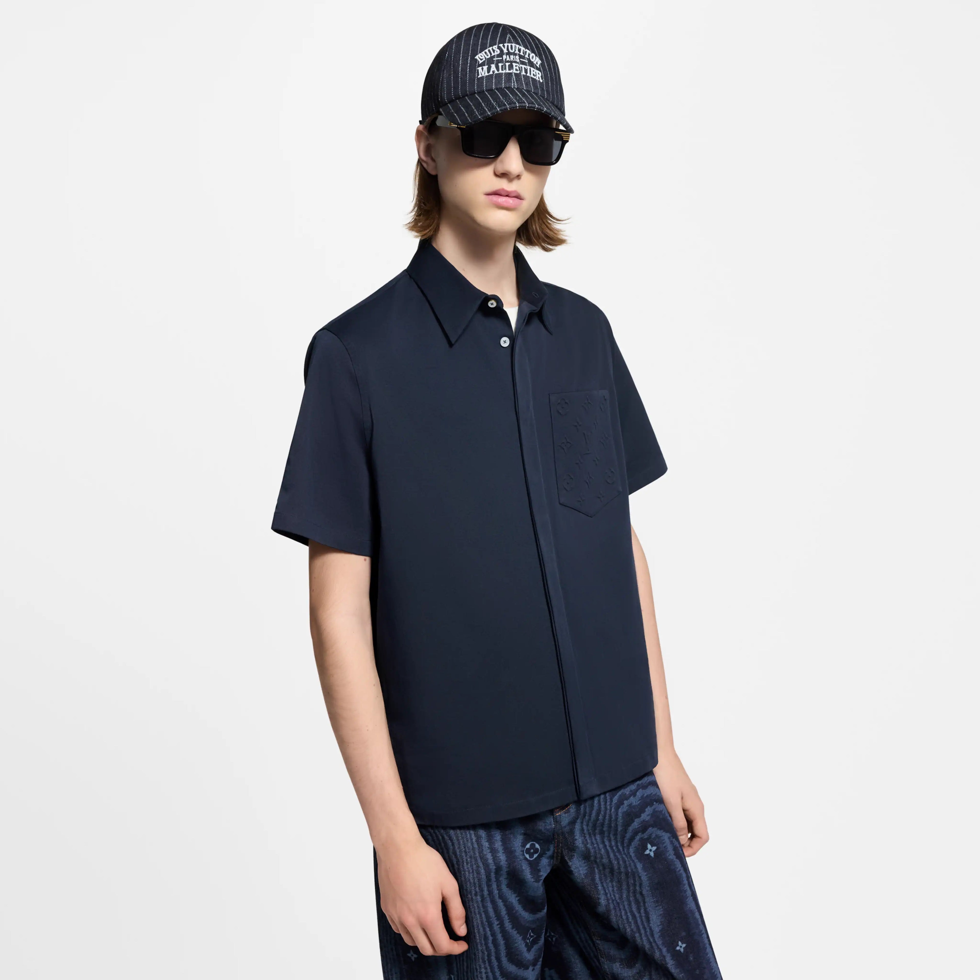 Monogram Pocket Blue Shirt