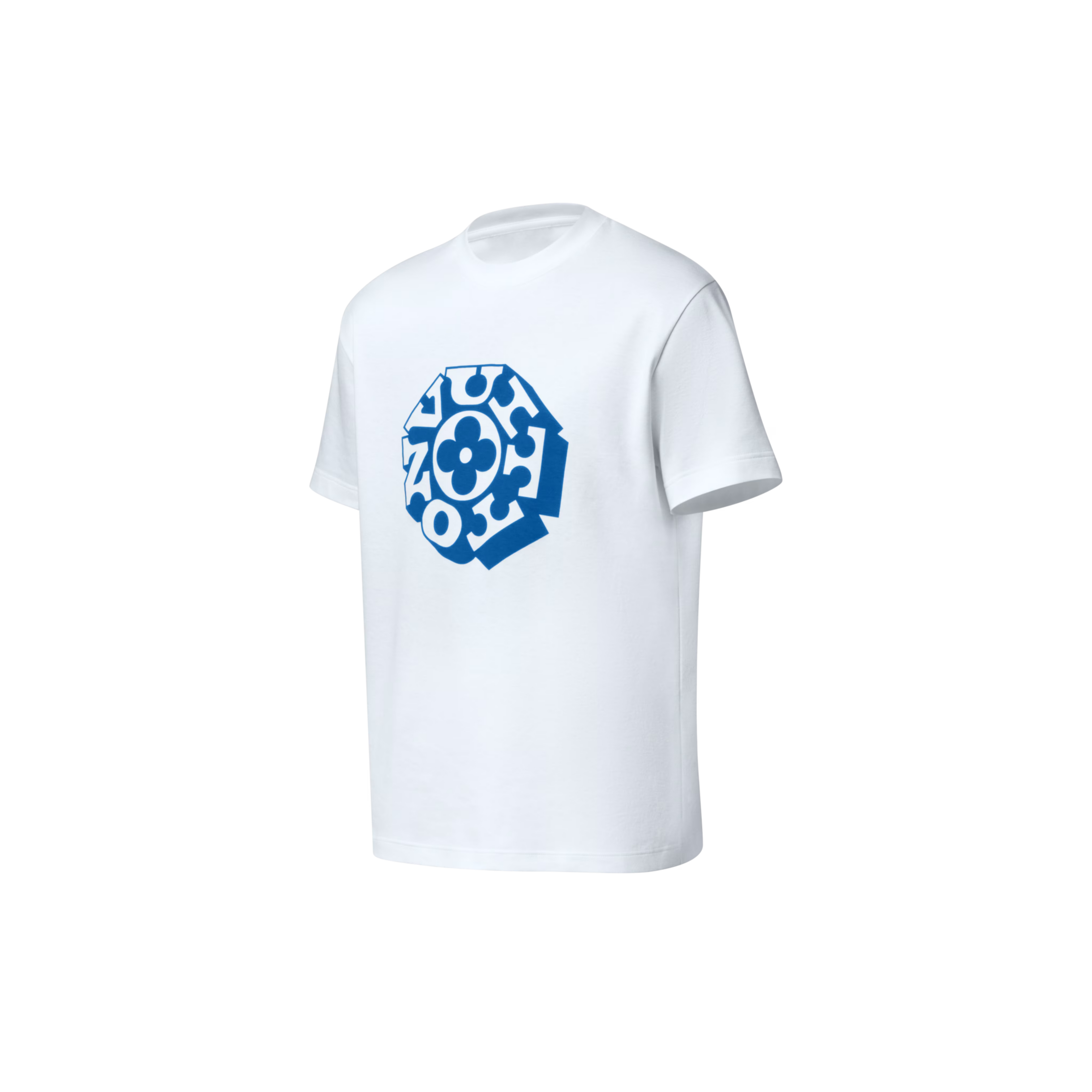 White Cotton T-shirt with Flower Print