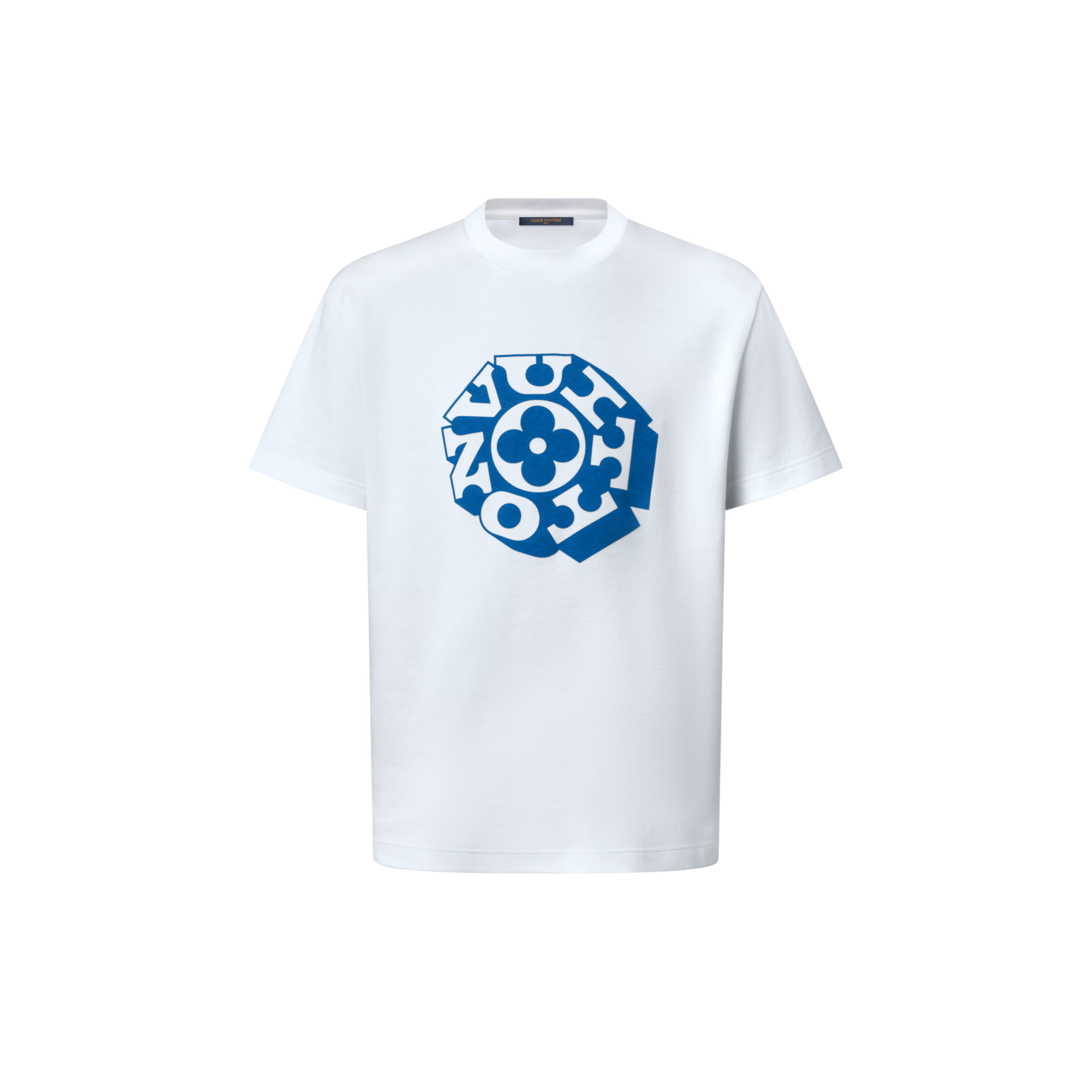 White Cotton T-shirt with Flower Print