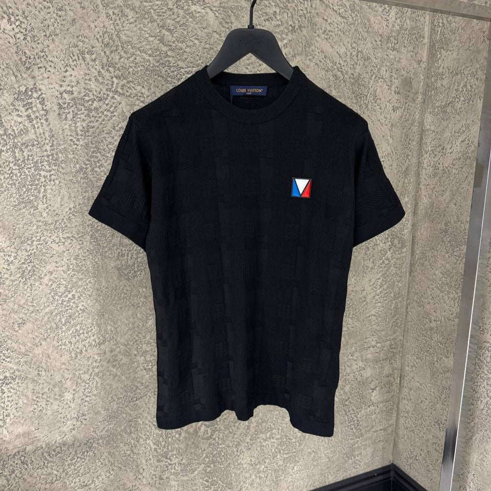 Black Damier Jacquard Cotton T-shirt