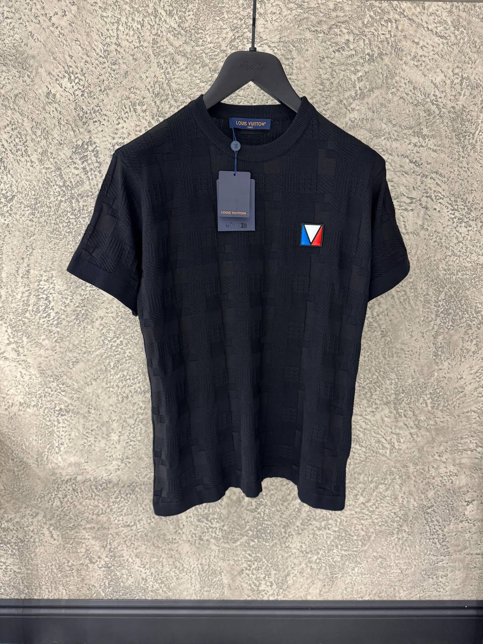 Black Damier Jacquard Cotton T-shirt