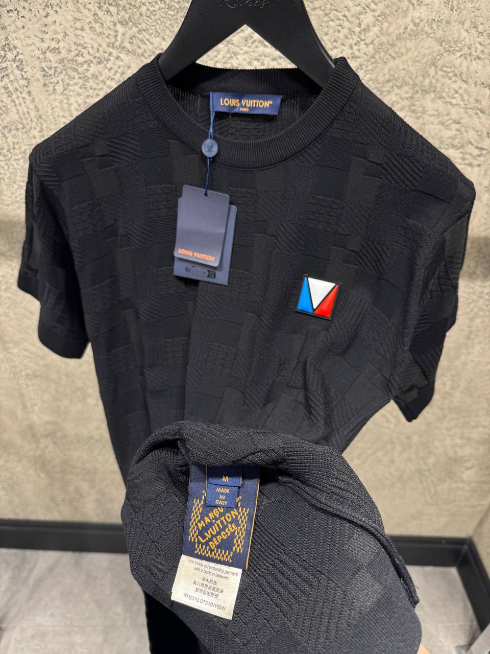 Black Damier Jacquard Cotton T-shirt