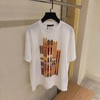 LV Ski Print White Cotton T-shirt