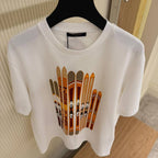 LV Ski Print White Cotton T-shirt