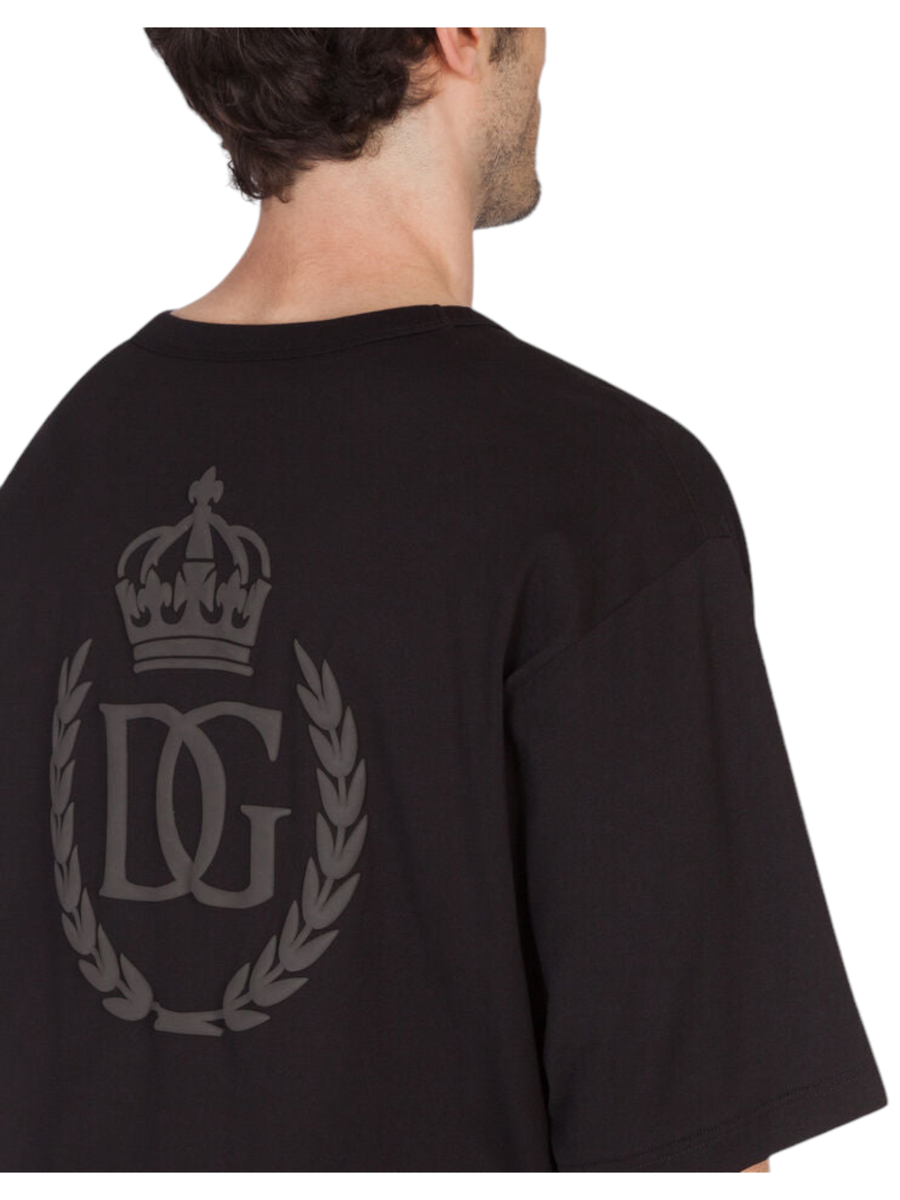 Embossed Crown Logo Black T-shirt
